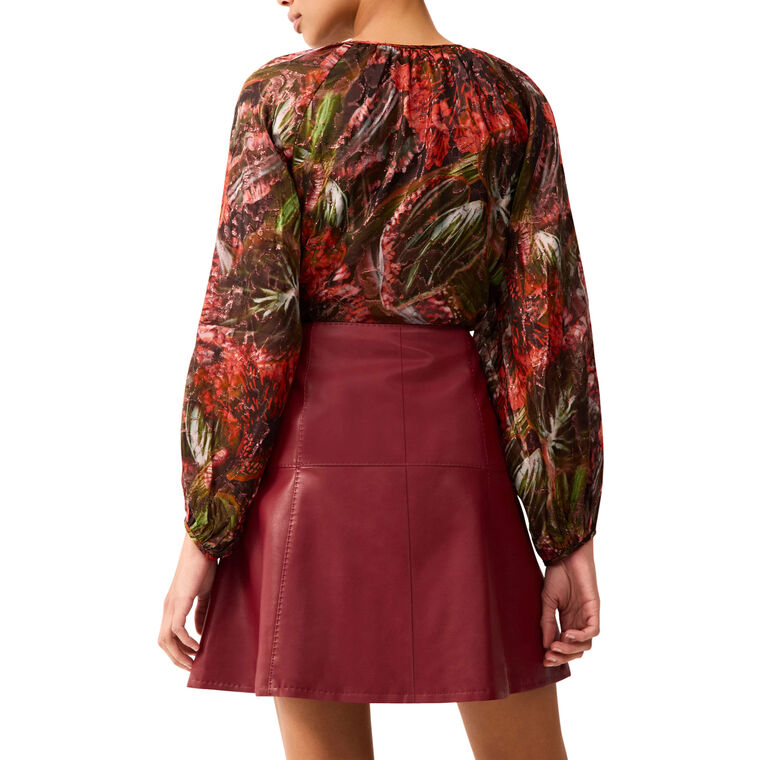 Arabella Long Sleeve Printed Metallic Silk Blouse image number null