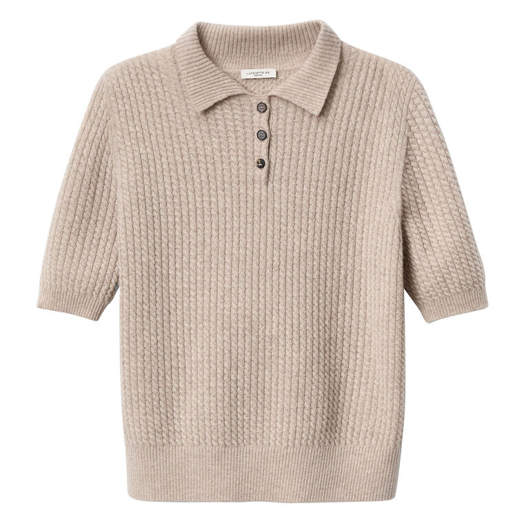 Cabled Polo Sweater image number null
