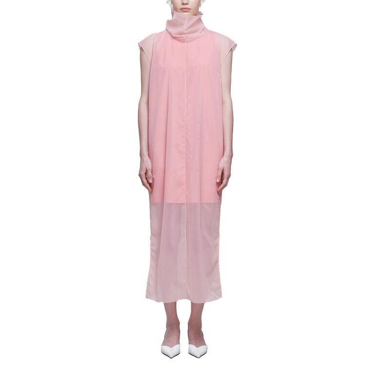 Sleeveless High Neck Midi Dress In Nylon Organza image number null