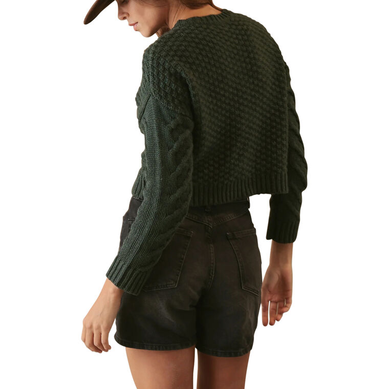 Malia Cropped Modern Cable Cardigan image number null