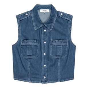 The Major Sleeveless Cropped Denim Shirt