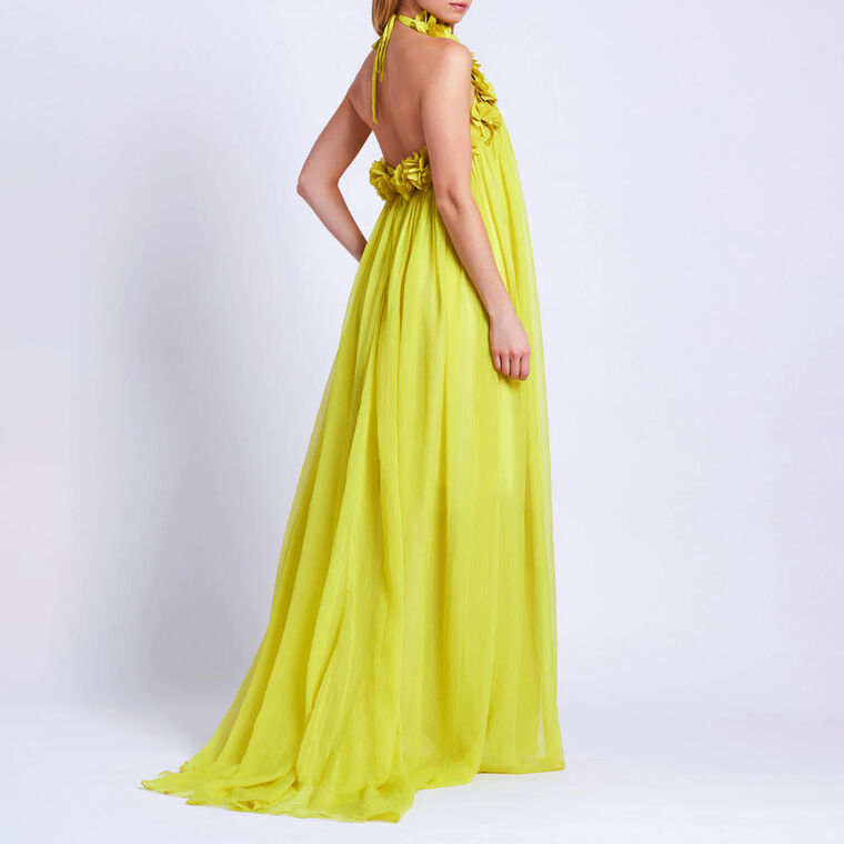 Hand-Embroidered 3D Flower Gown image number null