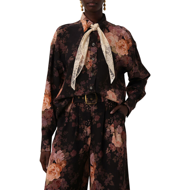 Illustration Lace Scarf Shirt image number null