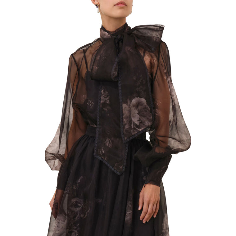 Hypnotic Organza Long Sleeve Pussybow Blouse image number null