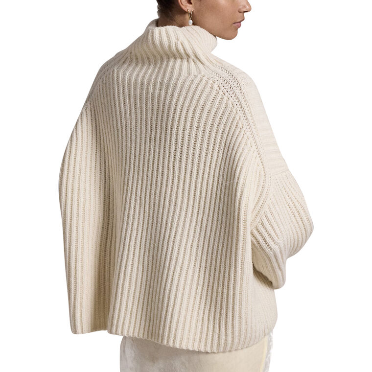 Ribbed Wool Cashmere Long Sleeve Pullover Sweater image number null