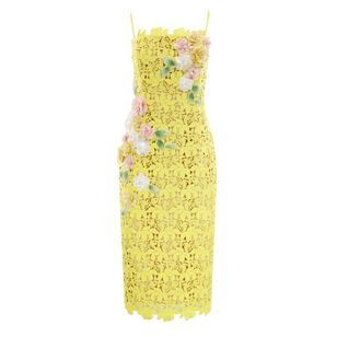 Georgia Sleeveless Fitted 3D Floral Midi Dress