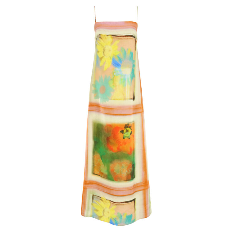 Laura Printed Linen Maxi Dress image number null