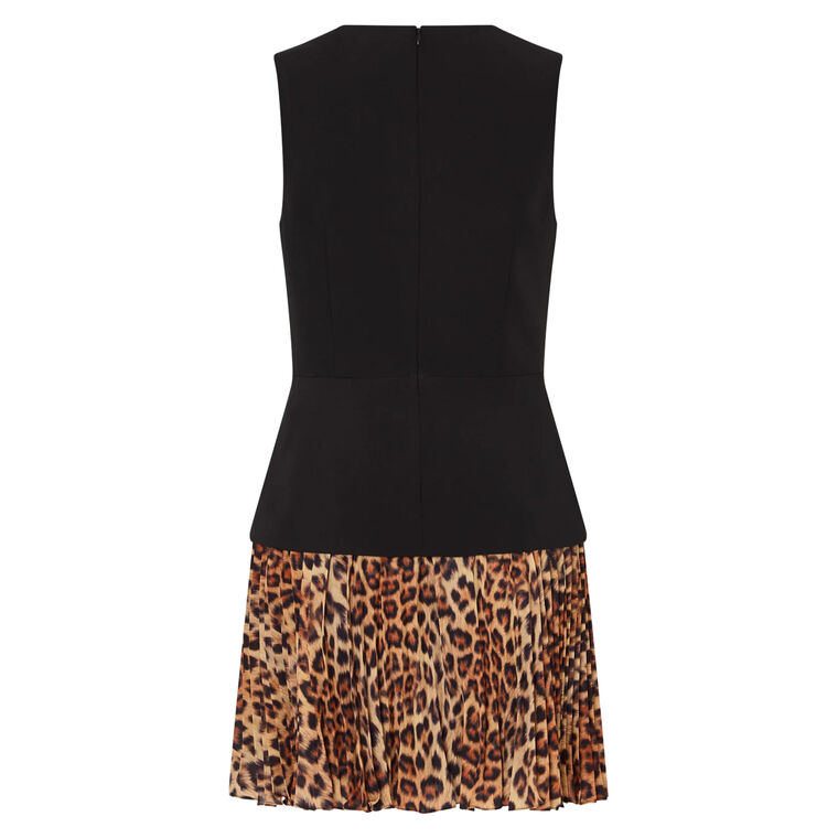 Haddy Sleeveless Leopard Print Pleated Mini Dress image number null