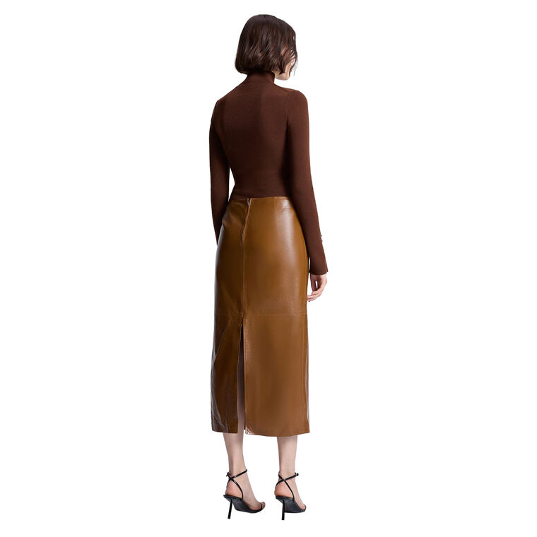 Marta Glossy Leather Midi Skirt image number null