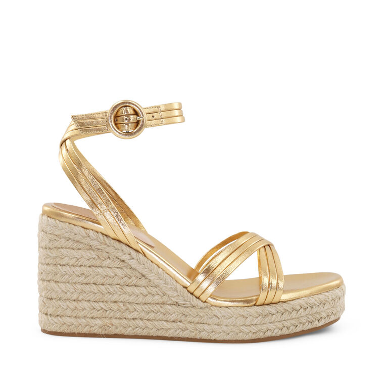 Strappy Metallic Wedge Sandals image number null