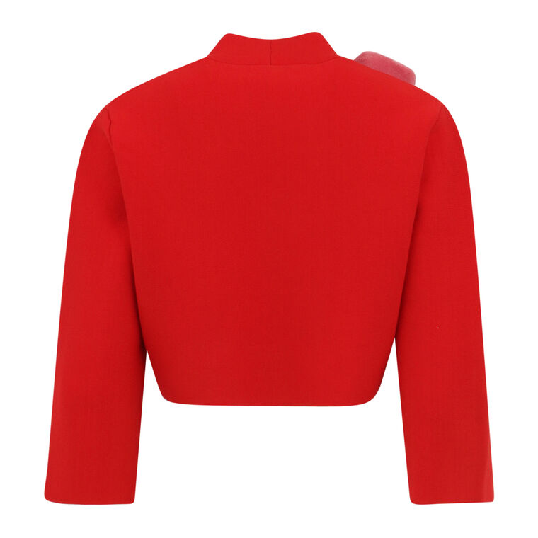 3D Floral Tulle-Embellished Knit Bolero Jacket image number null
