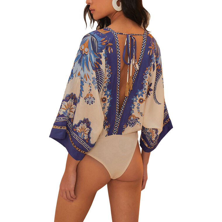 Ana Tapestry Kimono-Sleeve Bodysuit image number null