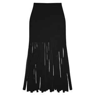 Knit Fringe Ankle Length Skirt