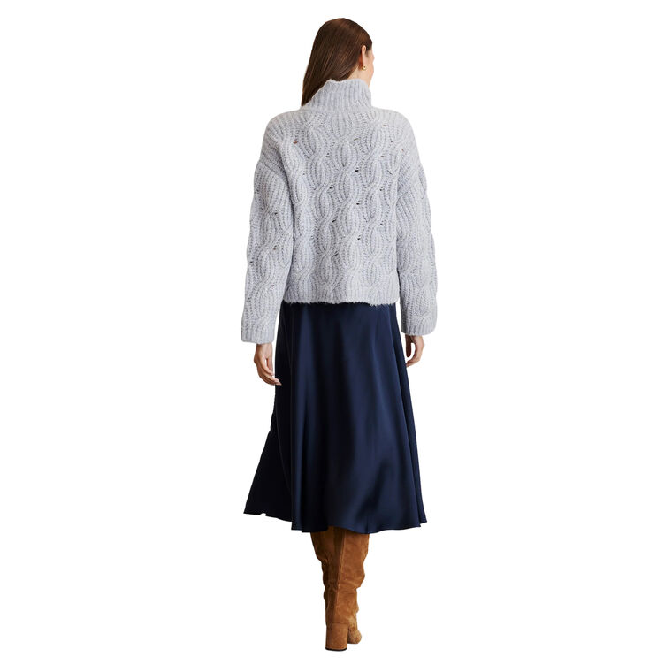 Beth Bias-Cut Satin Midi Skirt image number null