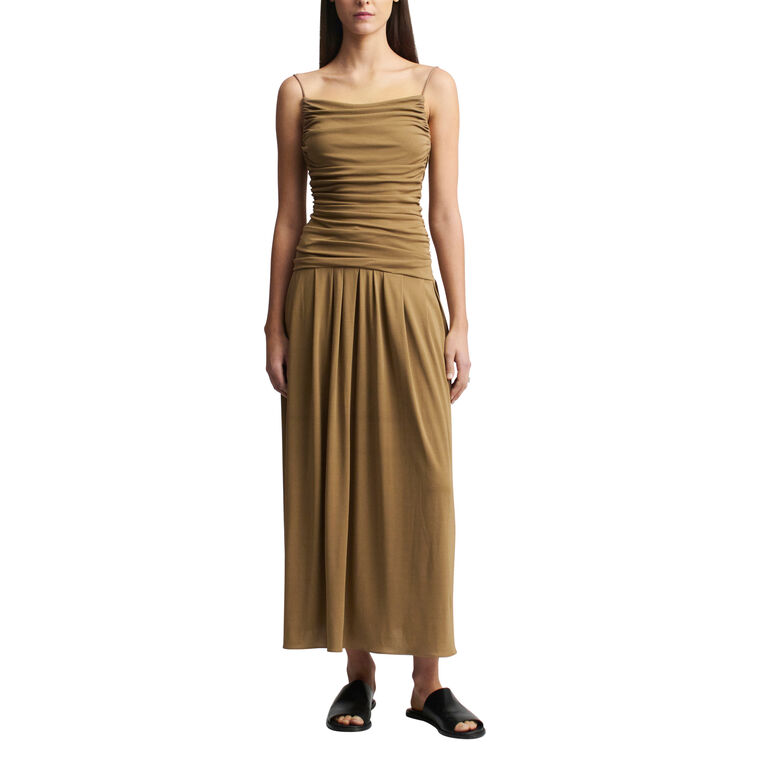 Reese Sleeveless Ruched Matte Jersey Midi Dress image number null