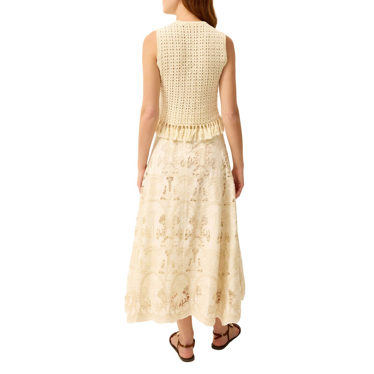 Emryn Embroidered Cotton A-Line Maxi Skirt image number null