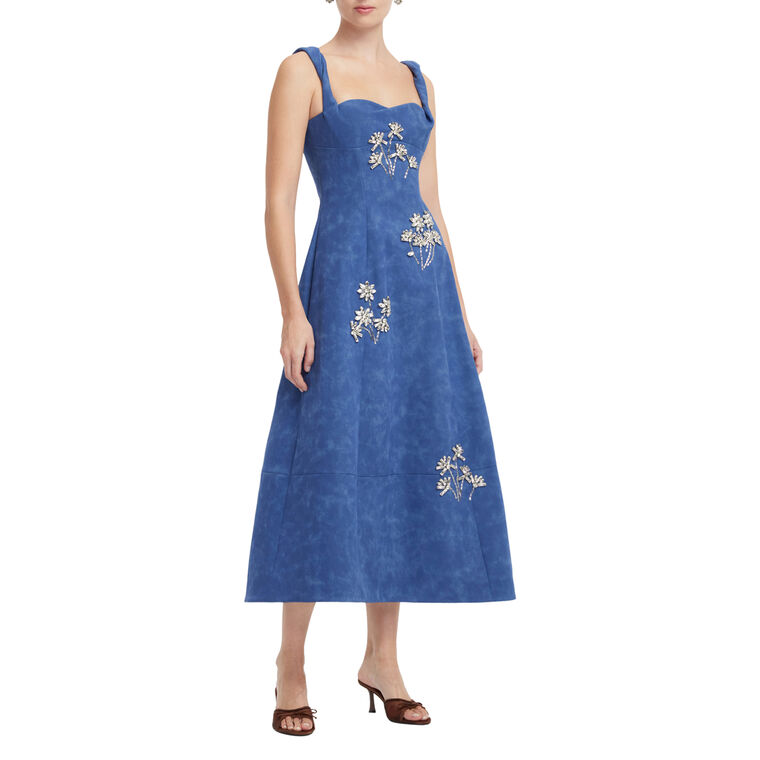 Beatrice Embellished Vegan Suede Midi Dress image number null