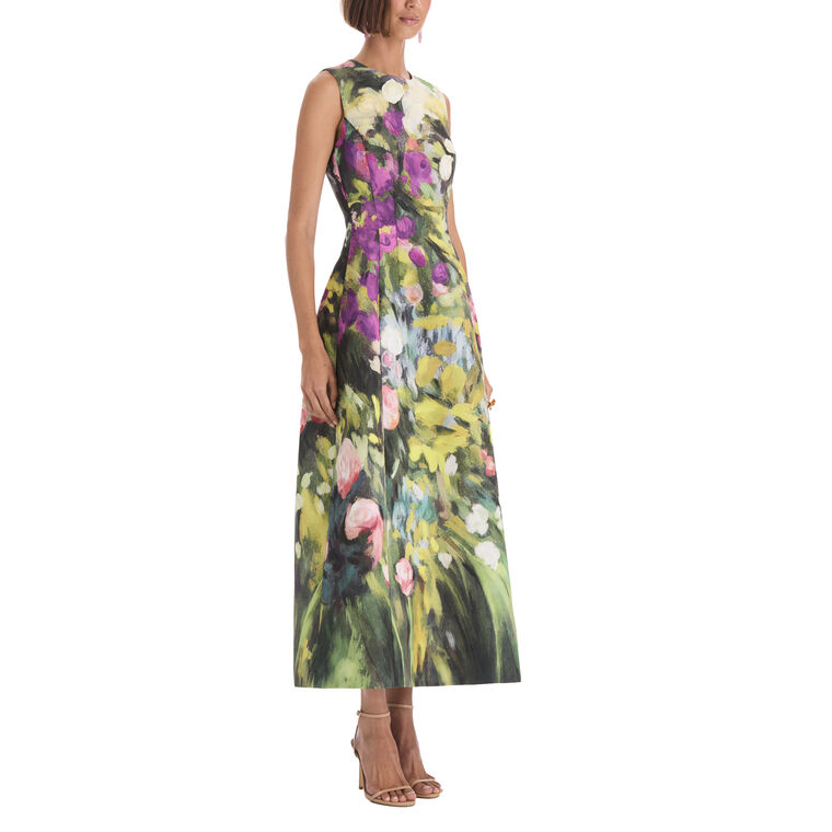 Abstract Garden Faille Cocktail Dress image number null