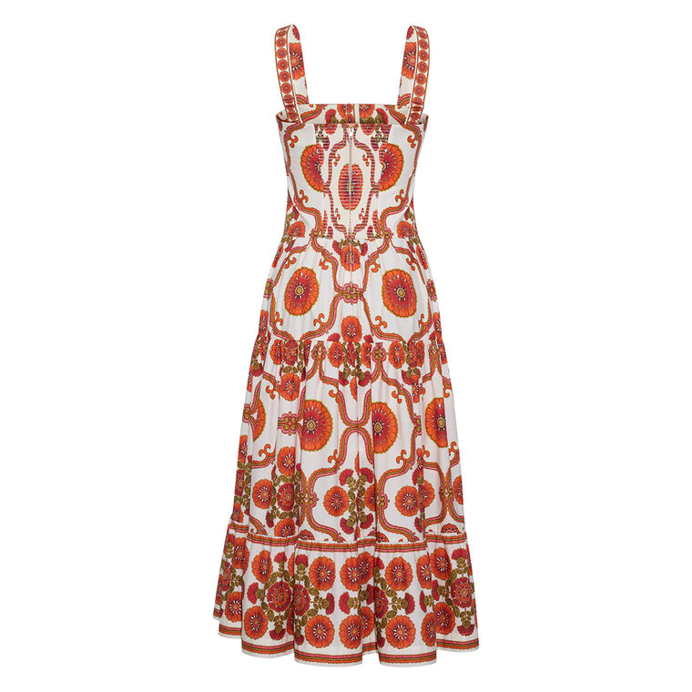 Margarita Sleeveless Tiered Cotton Poplin Midi Dress image number null