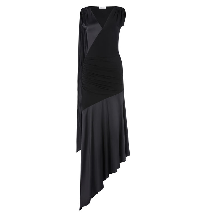 Sleeveless Asymmetrical Draped Midi Dress image number null