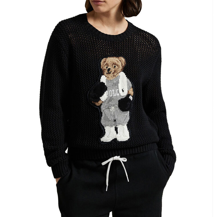 Polo Bear Cotton Crewneck Sweater image number null