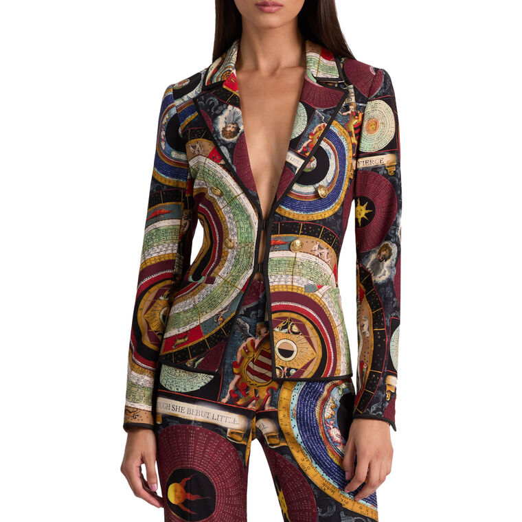 Mya Printed Notch Collar Fitted Blazer image number null