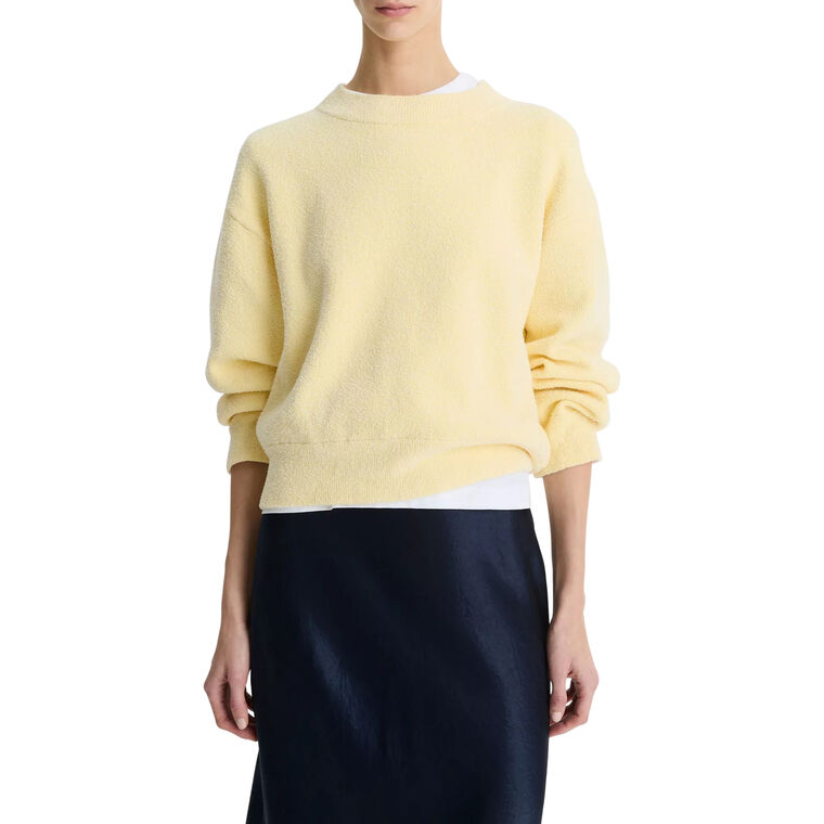 Structured Cotton-Blend Boucle Crew Neck Sweater image number null