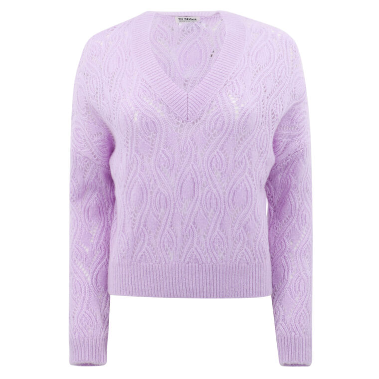 McKinnon Pointelle V-Neck Sweater image number null