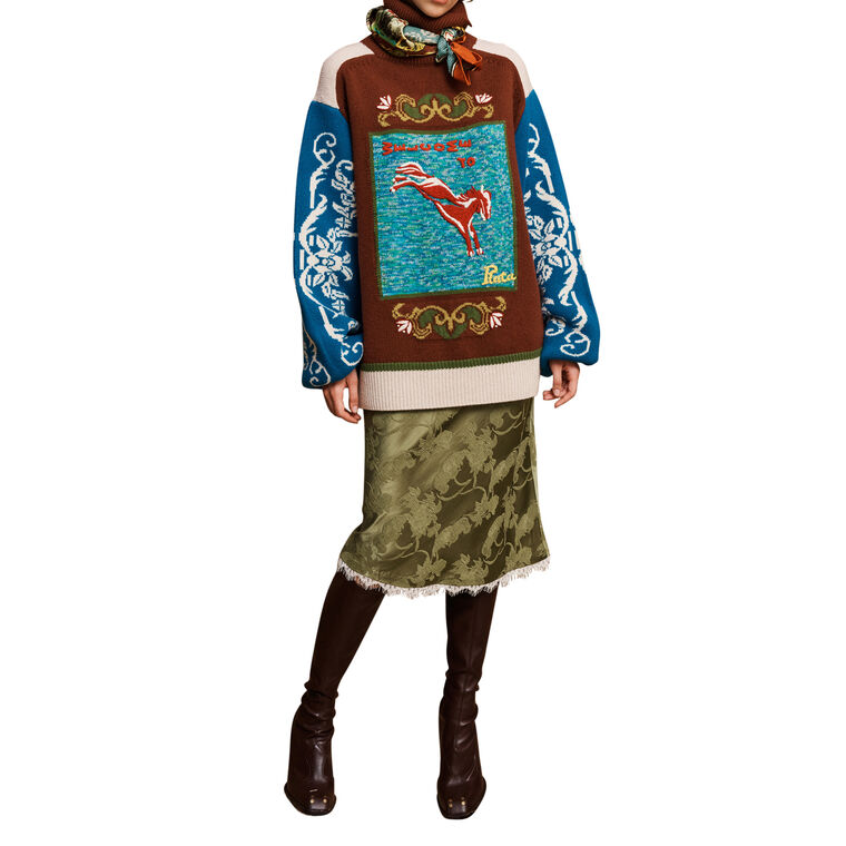 Lasso Patchwork Knit Sweater image number null