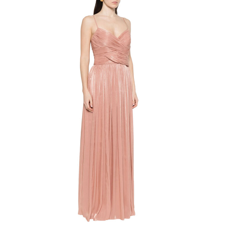 Sireen Sleeveless Draped Lurex Georgette Pleated Gown image number null