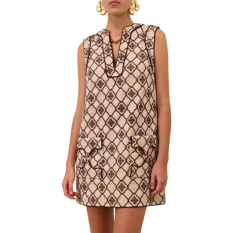 Luna Sleeveless Guipure Mini Shift Dress image number null