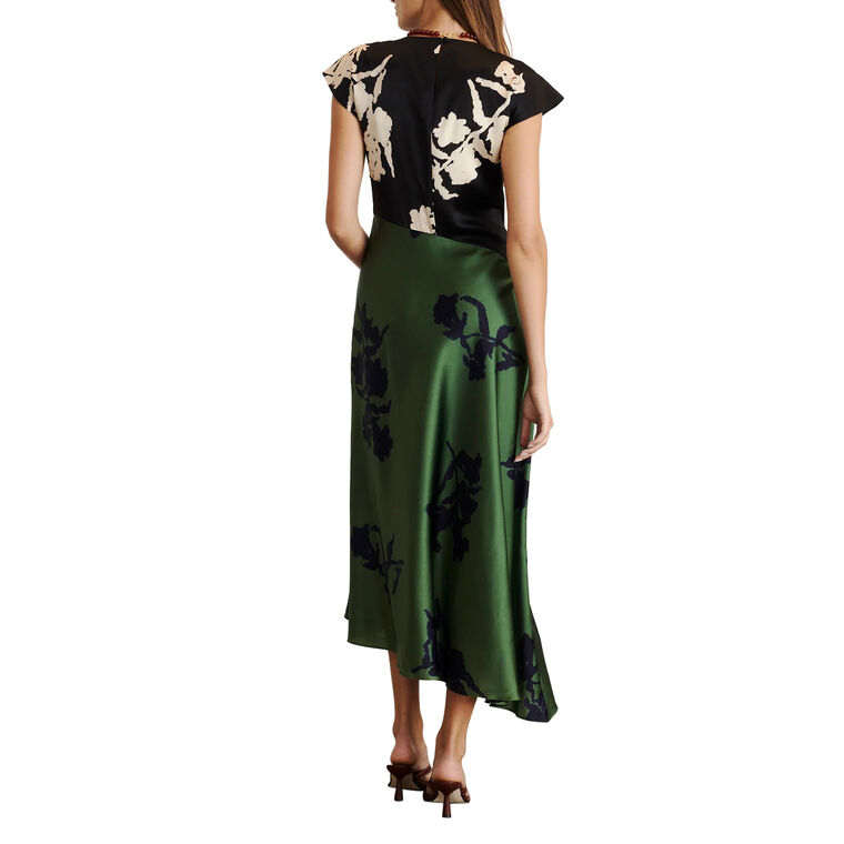 Violeta Flutter Sleeve Satin Midi Dress image number null