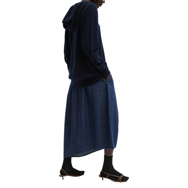 Lightweight Denim Asymmetrical Balloon Skirt image number null