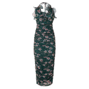 Botanic Retro Flutter Sleeveless Midi Dress