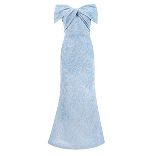 Jacquard Twist Bust Off Shoulder Mermaid Gown
