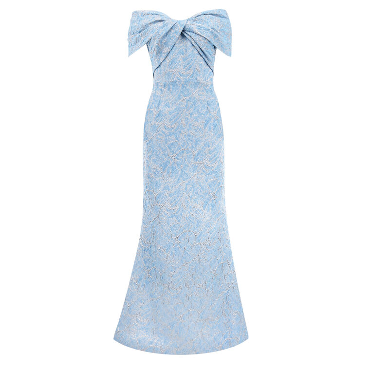 Jacquard Twist Bust Off Shoulder Mermaid Gown image number null