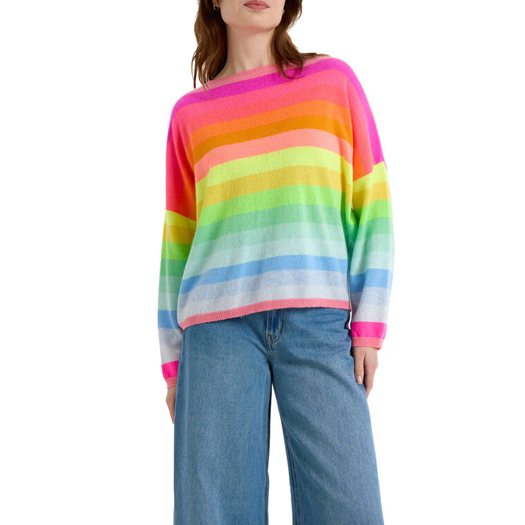 Stripe Up Cashmere Crewneck Sweater image number null