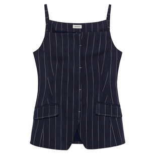 Edie Pinstripe Square Neck Sleeveless Top