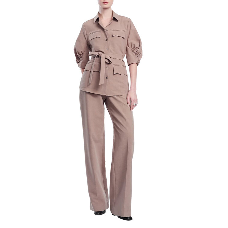 High Waisted Melange Crepe Pant image number null