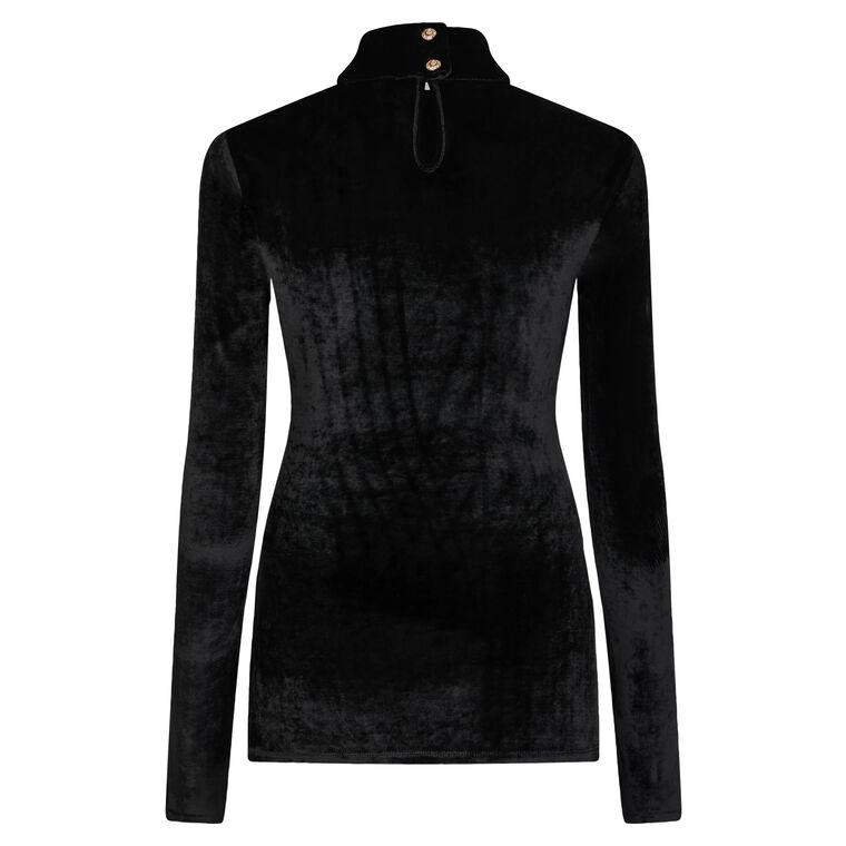 Long Sleeve Ruched Velvet Draped Top image number null
