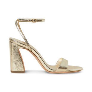Malia Crinkled Metallic Curved-Heel Sandal
