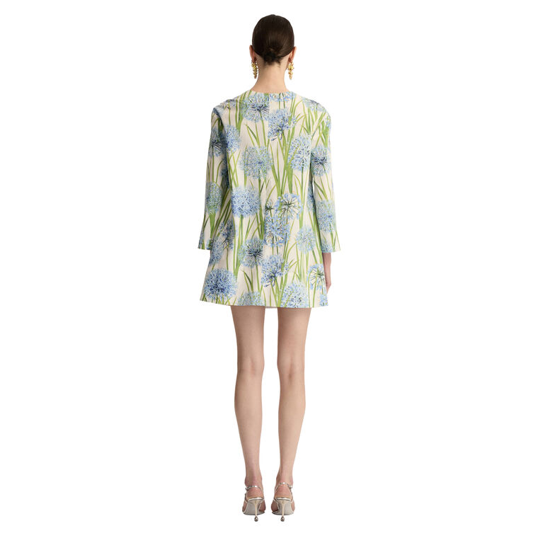 Allium Print Cotton Poplin Long Sleeve Shift Dress image number null
