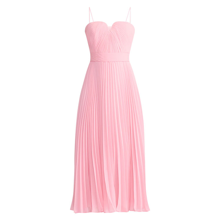 Pleated Chiffon Sleeveless Midi Dress image number null