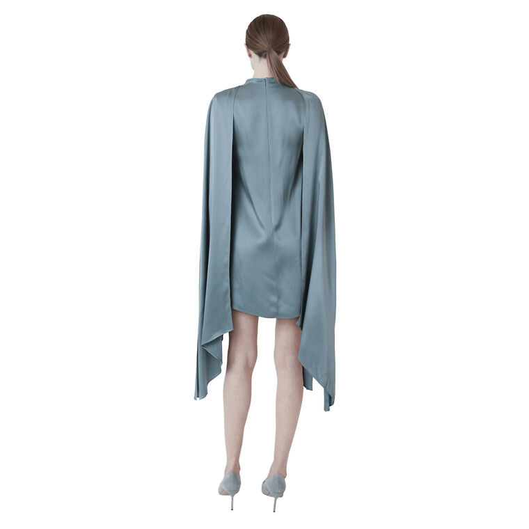 Satin Cape Sleeve Mini Dress image number null