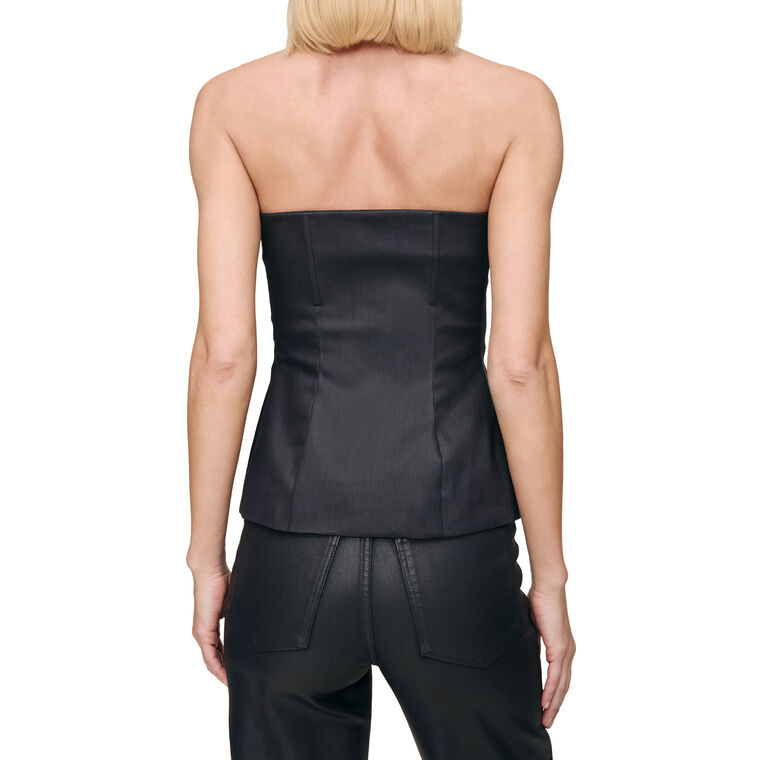 Strapless Coated Denim Bustier Top image number null