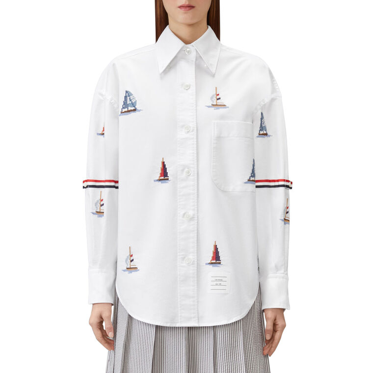 Long Sleeve Supersized Point Collar Shirt image number null