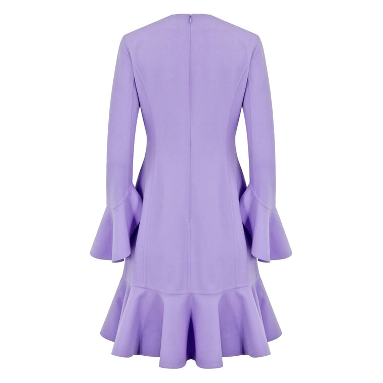 Asymmetric Stretch Wool Long Sleeve Mini Dress image number null