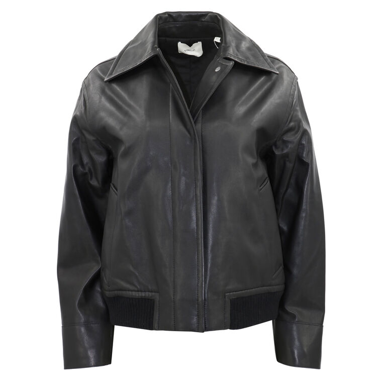 Leather Bomber Jacket image number null