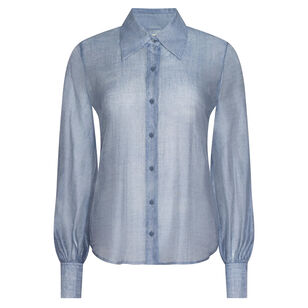Jayleen Long Sleeve Sheer Button-Down Blouse