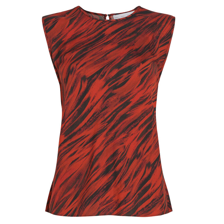Megan Sleeveless Top In Printed Twill image number null